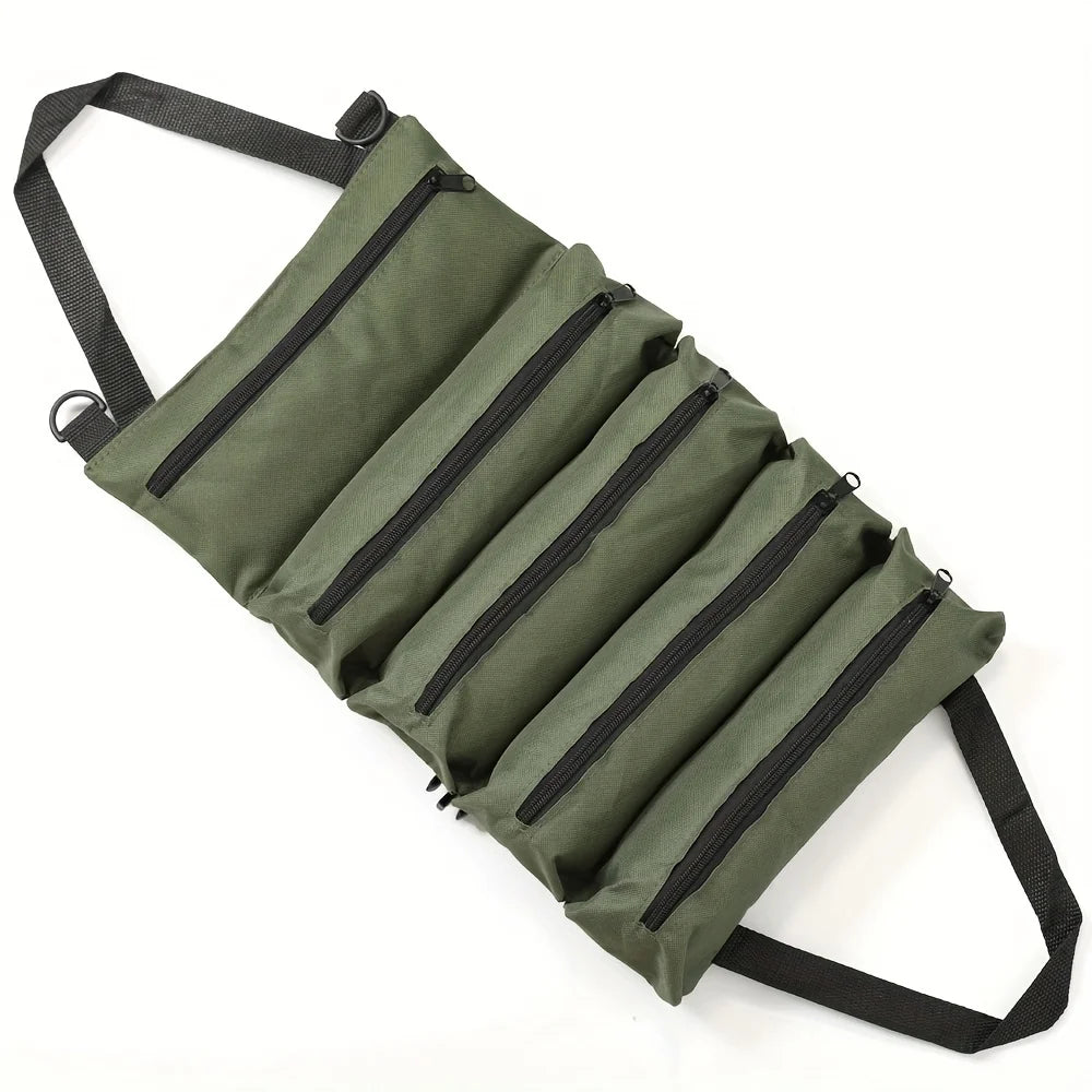 Heavy-Duty Roll-Up Tool Bag - Oxford Fabric Multi-Tool Organizer All-in-One Garage Storage for Mechanics/Electricians/Carpenters