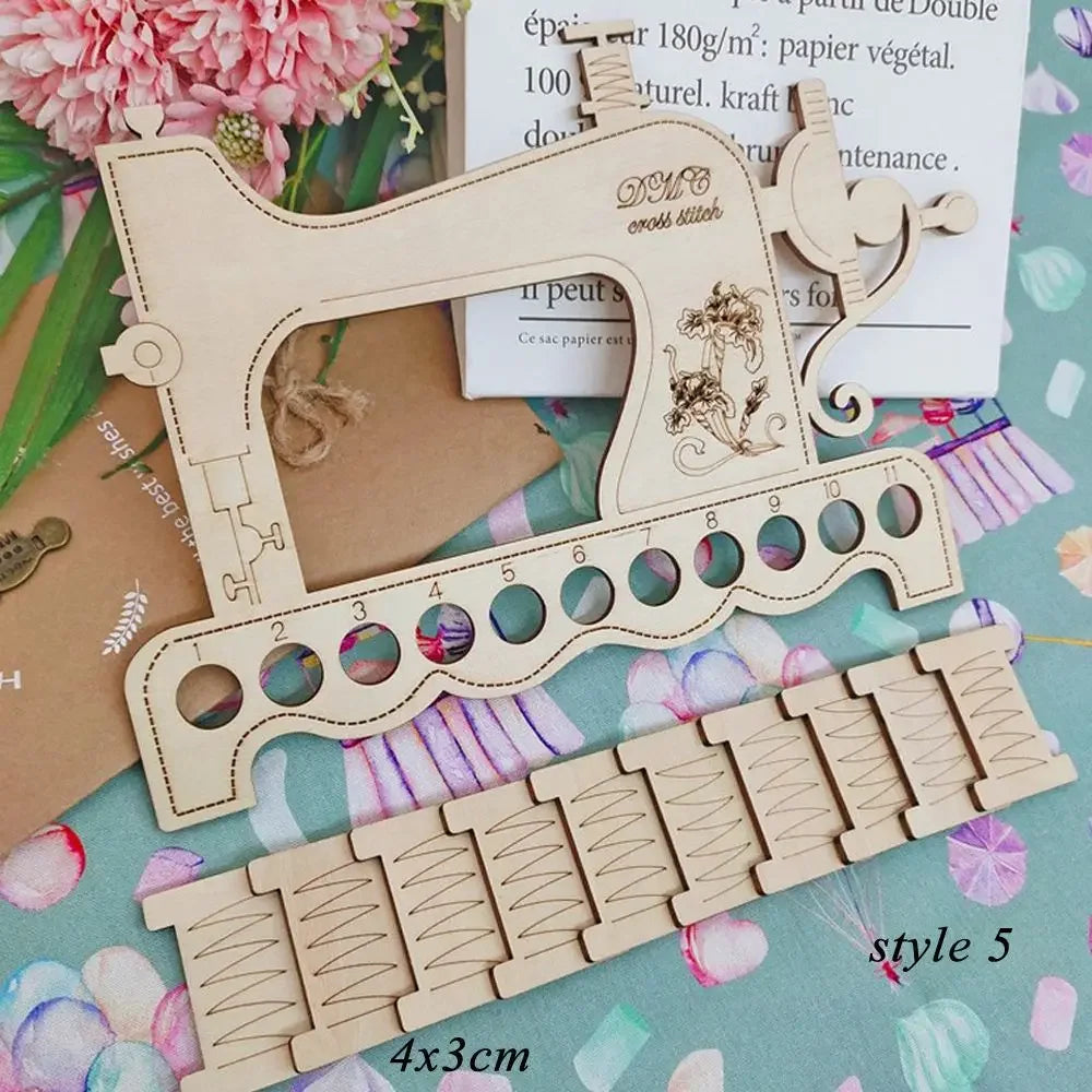 Handmade Wood  Needle Arts Sewing Machine Thread Holder Storage Tools Embroidery Floss Organizer Cross Stitch