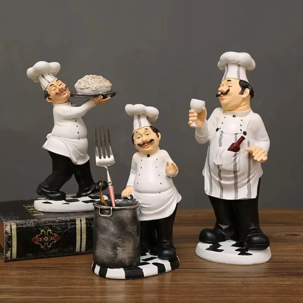 Handicraft Rustic Bakery Chef Resin Statue Model Crafts Farmhouse Cake Shop Decor Simulated Display Kitchen Chef Figurine