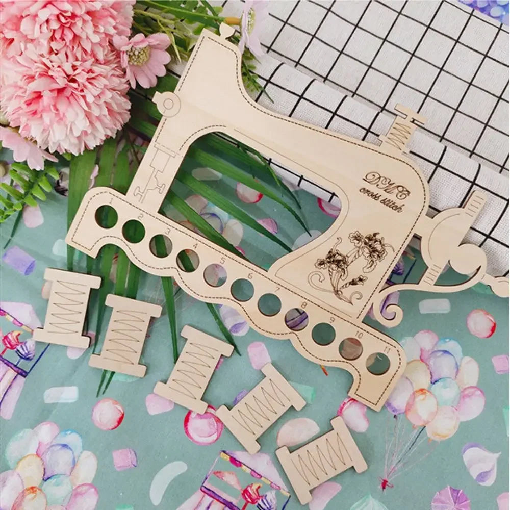 Handmade Wood  Needle Arts Sewing Machine Thread Holder Storage Tools Embroidery Floss Organizer Cross Stitch