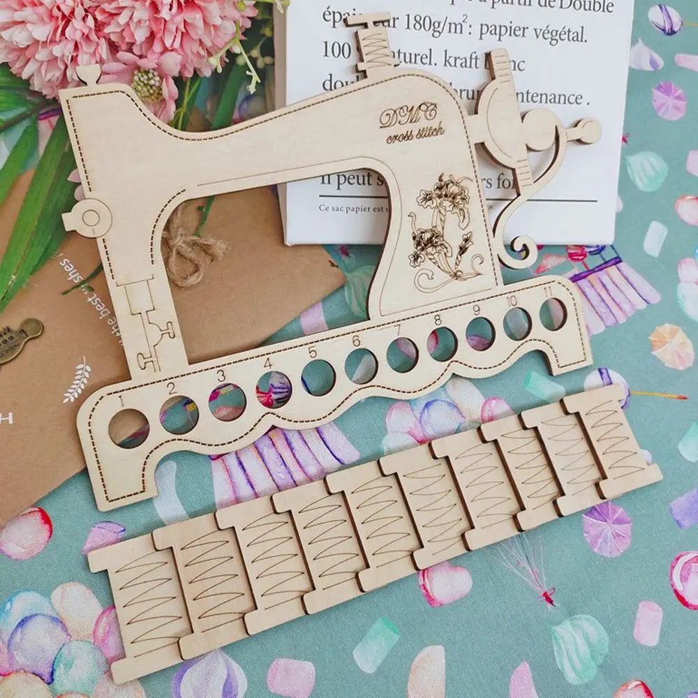 Handmade Wood  Needle Arts Sewing Machine Thread Holder Storage Tools Embroidery Floss Organizer Cross Stitch