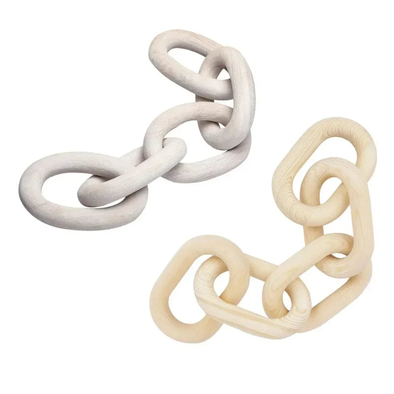 Wooden Chain Link Bohemian Art Hand Carved Modern Ornament Crafts for Farmhouse Bedroom Coffee Rustic Decoration