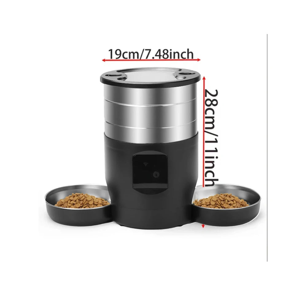 4.5L WiFi Smart Pet Feeder with Dual Bowls – Automatic Cat & Dog Food Dispenser
