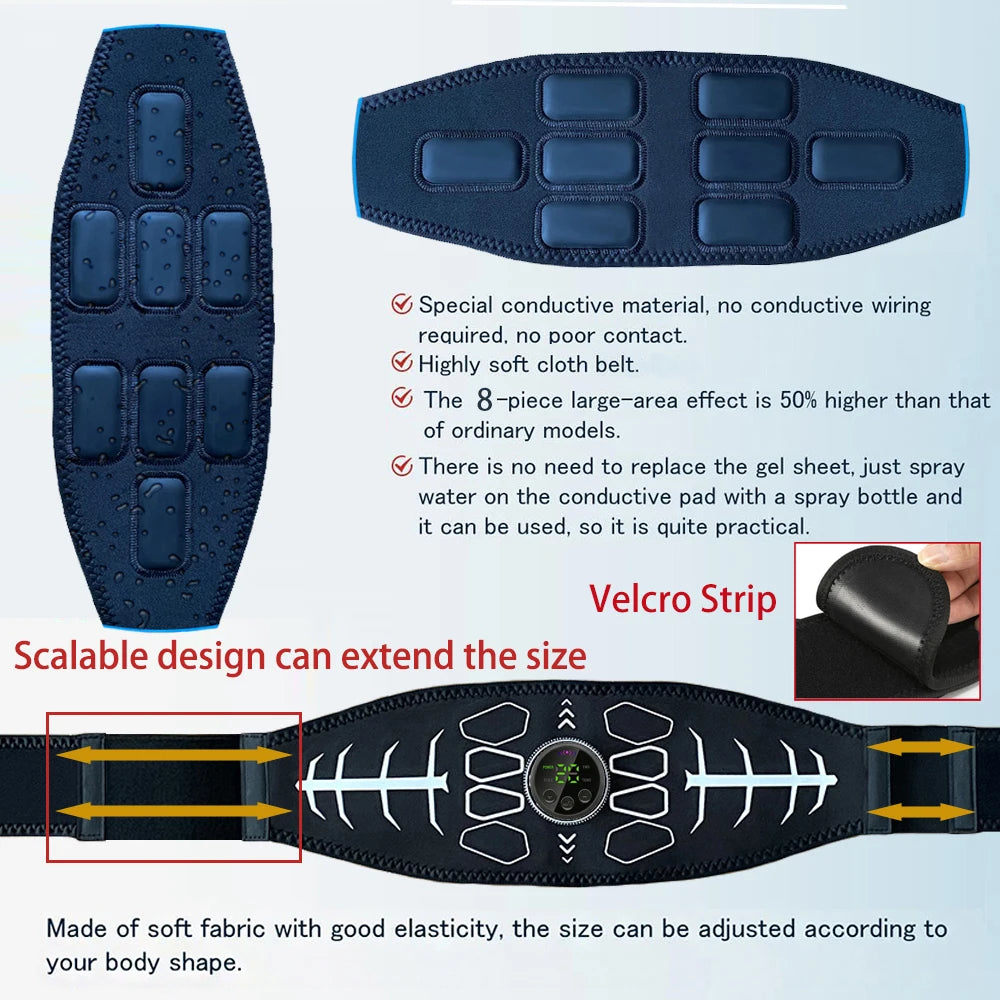 Electronic Muscle Stimulator ABS Trainer Ab Toning Belt Muscle Toner Fitness Strength Training Workout Equipment For Men Women