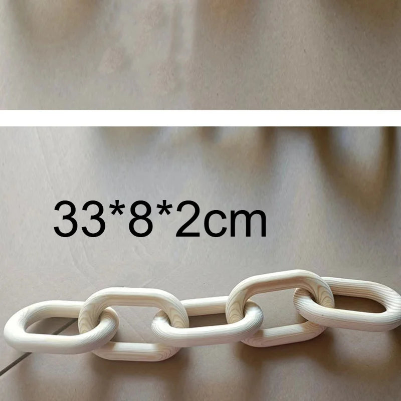 Wooden Chain Link Bohemian Art Hand Carved Modern Ornament Crafts for Farmhouse Bedroom Coffee Rustic Decoration