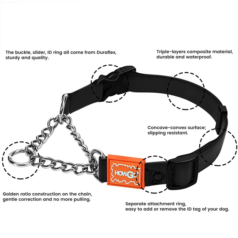 Adjustable Martingale Dog Training Collar – Waterproof No-Pull Chain Collar for Small, Medium & Large Dogs