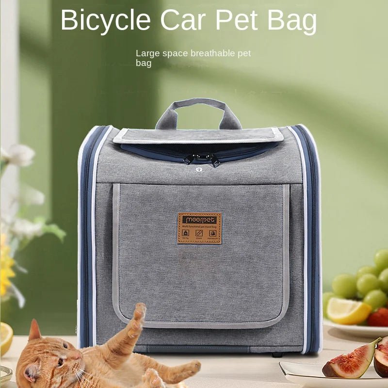 Bicycle Pet Carrier Backpack – Portable Outdoor Bag for Cats & Dogs on Bikes & Motorcycles