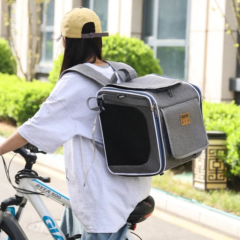 Bicycle Pet Carrier Backpack – Portable Outdoor Bag for Cats & Dogs on Bikes & Motorcycles
