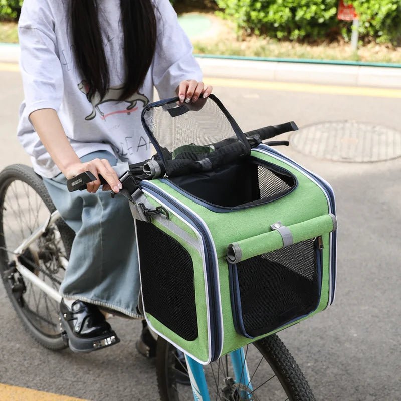 Bicycle Pet Carrier Backpack – Portable Outdoor Bag for Cats & Dogs on Bikes & Motorcycles