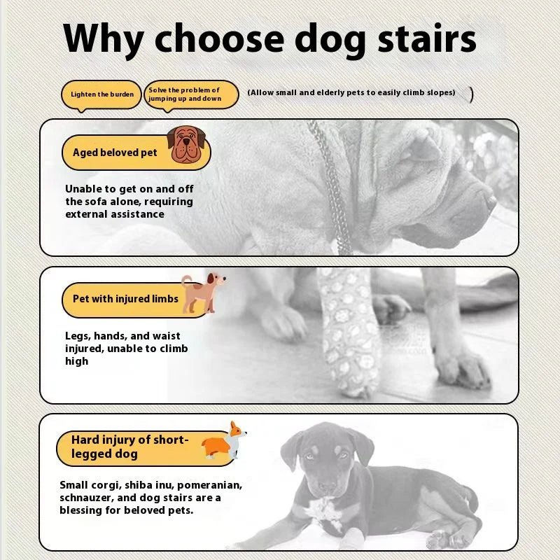 Bone Shape Dog Stairs – Non-Slip Pet Steps for Sofa & Bed, Protects Joints of Senior Dogs