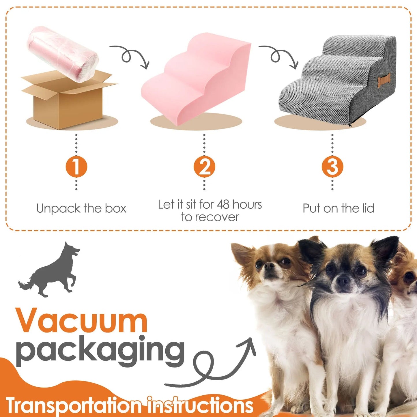 Curved Dog Stairs Ramp – Non-Slip Pet Steps for Sofa & High Beds, 2 & 3 Step