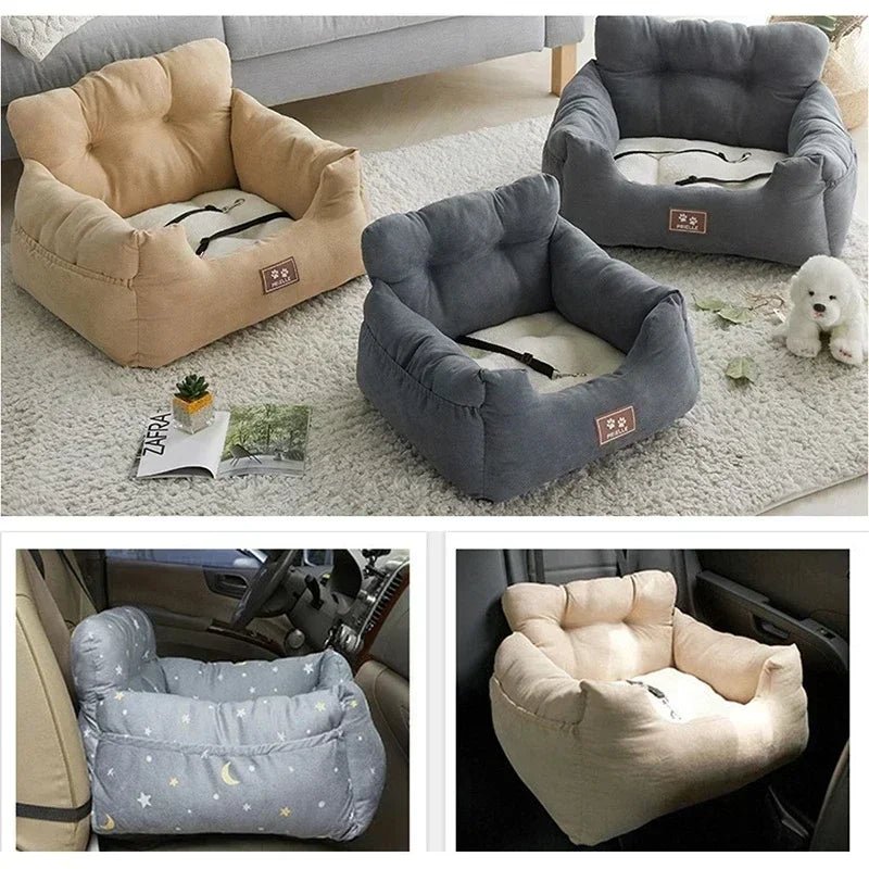 Dog Car Seat – Universal 4-Season Pet Booster Nest with Safety Belt, Washable Sofa Bed for Dogs & Cats