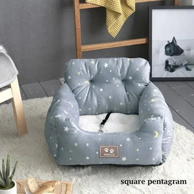 Dog Car Seat – Universal 4-Season Pet Booster Nest with Safety Belt, Washable Sofa Bed for Dogs & Cats