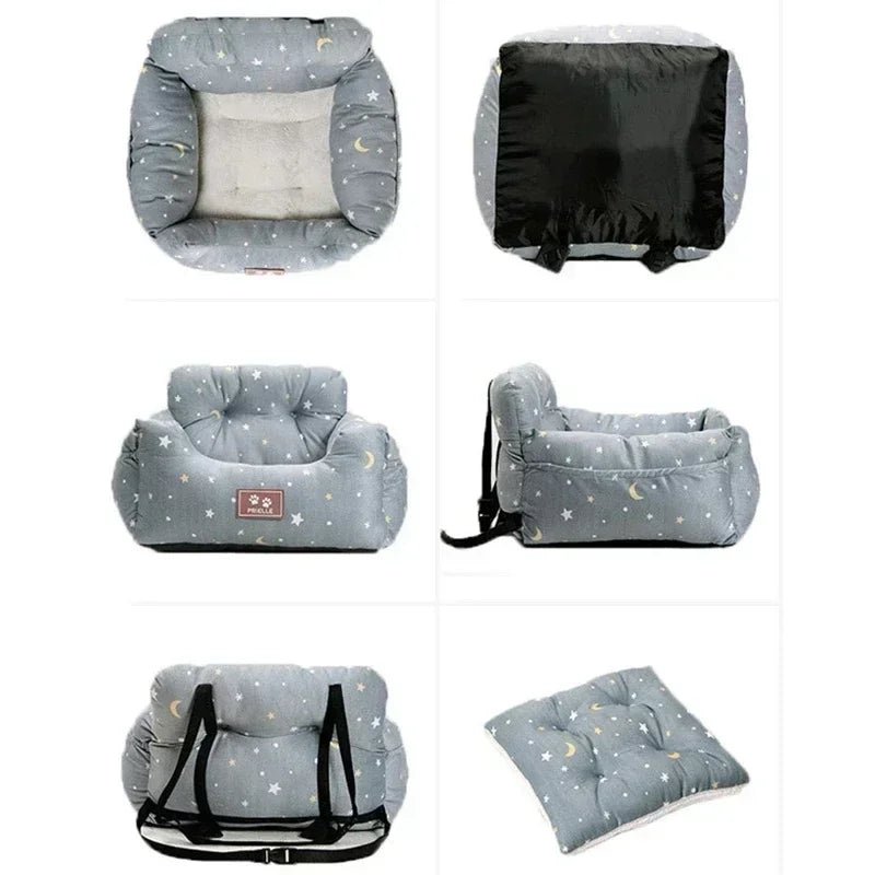 Dog Car Seat – Universal 4-Season Pet Booster Nest with Safety Belt, Washable Sofa Bed for Dogs & Cats