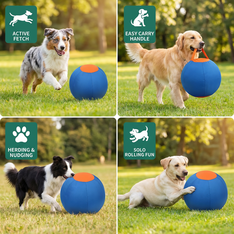 Durable training ball with cover for dogs