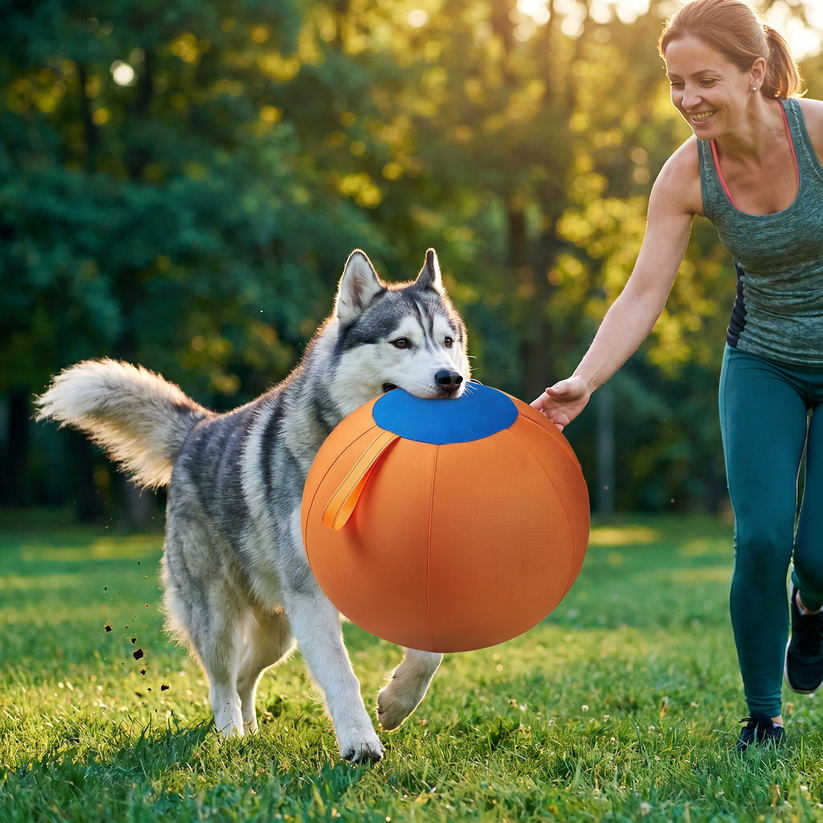 Durable training ball with cover for dogs