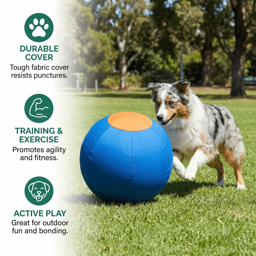 Durable training ball with cover for dogs