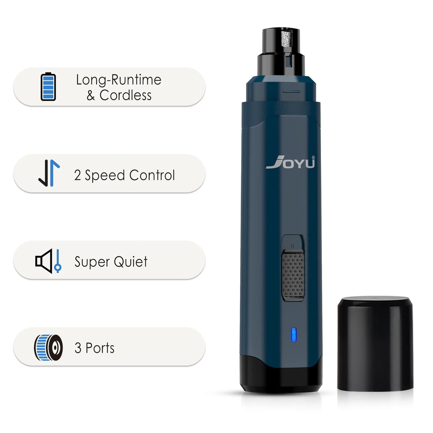 Electric Dog Nail Grinder – 2-Speed Super Quiet Rechargeable Nail Trimmer for Painless Paw Grooming