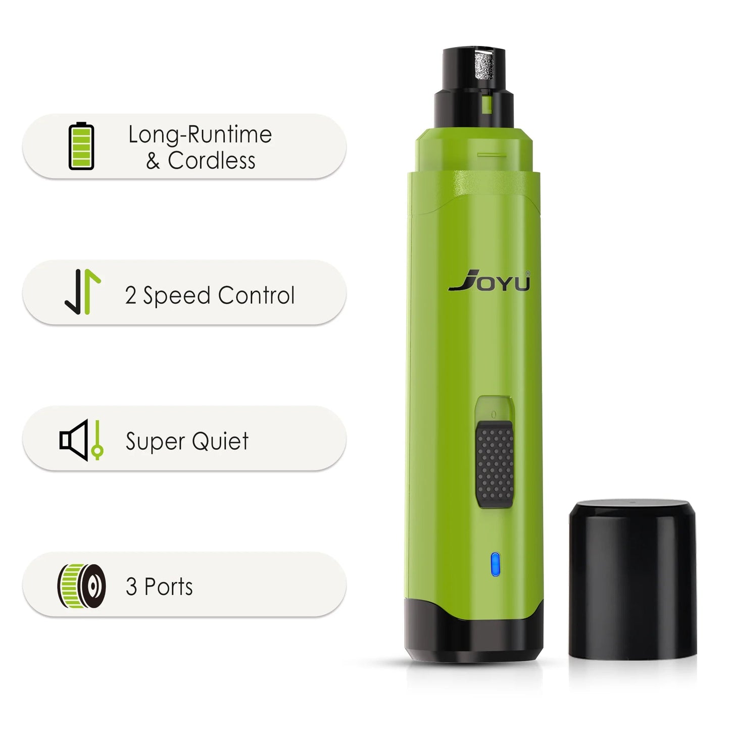 Electric Dog Nail Grinder – 2-Speed Super Quiet Rechargeable Nail Trimmer for Painless Paw Grooming