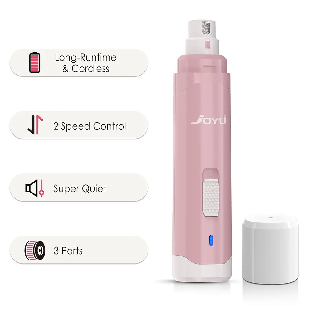 Electric Dog Nail Grinder – 2-Speed Super Quiet Rechargeable Nail Trimmer for Painless Paw Grooming