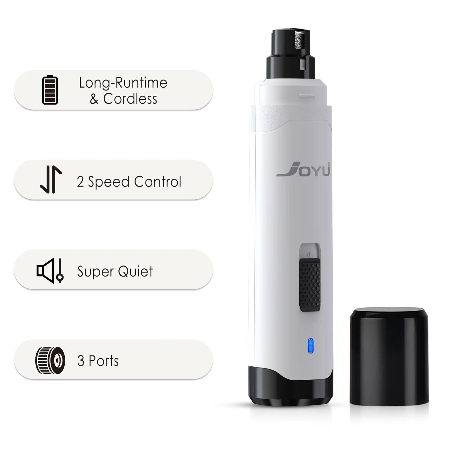Electric Dog Nail Grinder – 2-Speed Super Quiet Rechargeable Nail Trimmer for Painless Paw Grooming