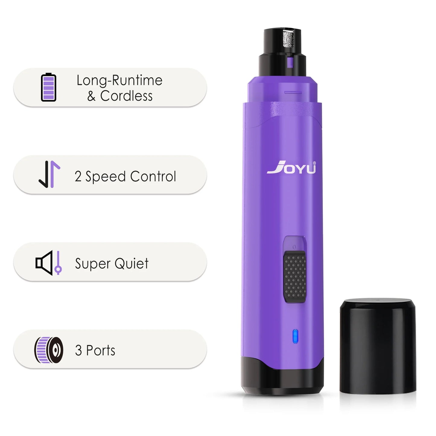 Electric Dog Nail Grinder – 2-Speed Super Quiet Rechargeable Nail Trimmer for Painless Paw Grooming