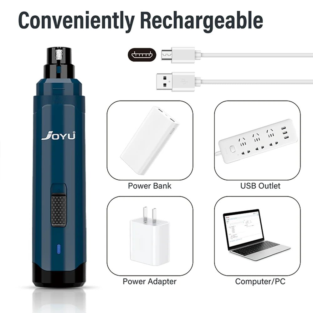 Electric Dog Nail Grinder – 2-Speed Super Quiet Rechargeable Nail Trimmer for Painless Paw Grooming
