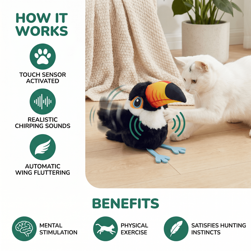 Fluttering and Chirping Bird Cat Toy