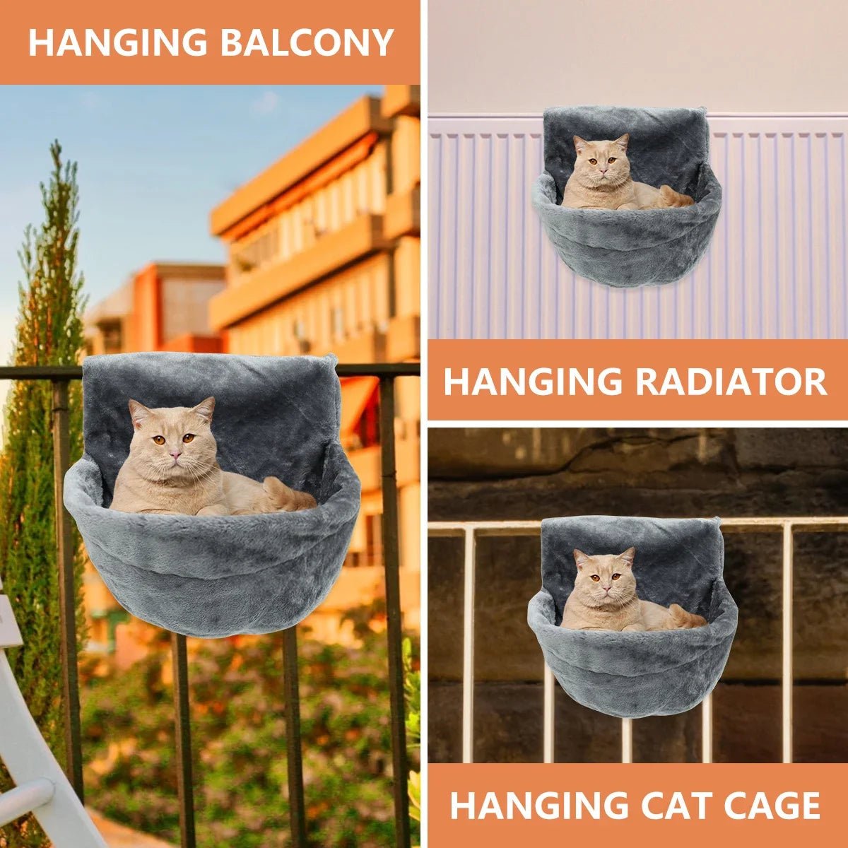 Hanging Cat Radiator Bed – Luxury Warm Fleece Hammock with Metal Frame