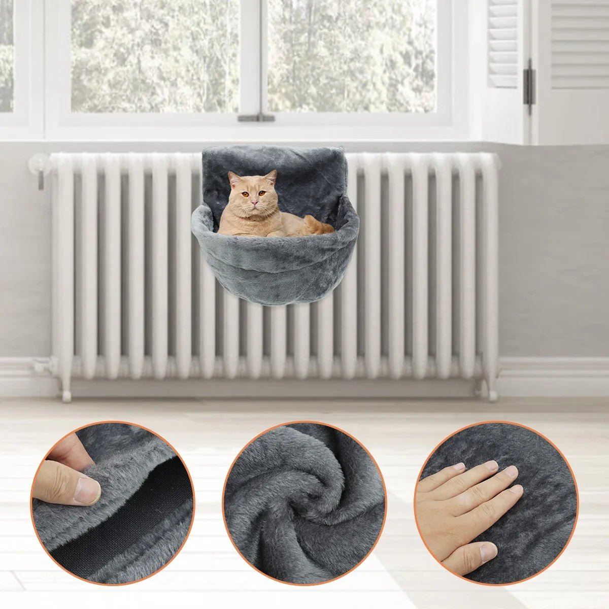 Hanging Cat Radiator Bed – Luxury Warm Fleece Hammock with Metal Frame