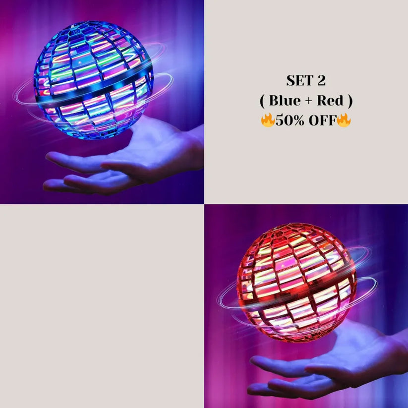 Flying Orb Ball (Red, 2026 Upgraded) with Dazzling Lights, Magic Hover Spinner, Cool Boomerang Drone, Floating Cosmic Globe