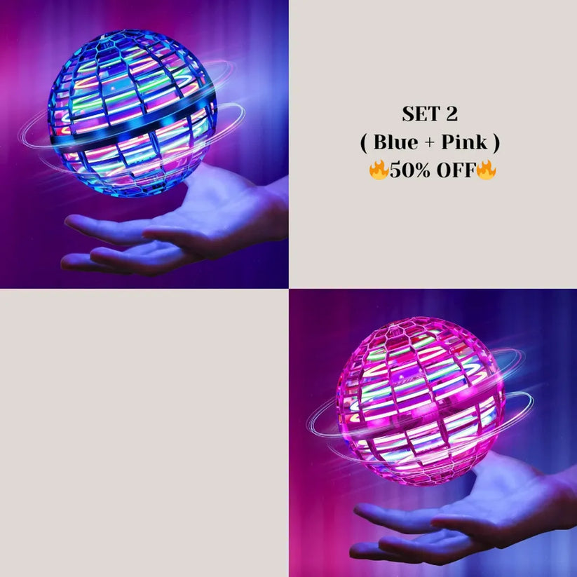 Flying Orb Ball (Red, 2026 Upgraded) with Dazzling Lights, Magic Hover Spinner, Cool Boomerang Drone, Floating Cosmic Globe