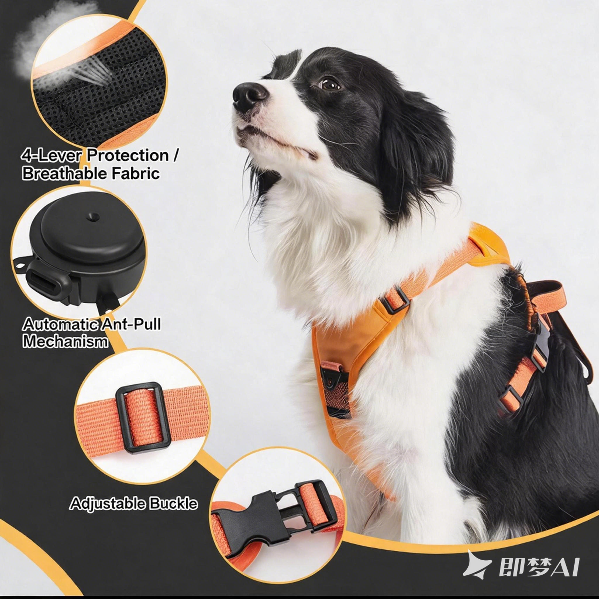 2-in-1 Dog Harness with Auto-Retractable Leash — Hands-Free, Anti-Pull, All Breeds
