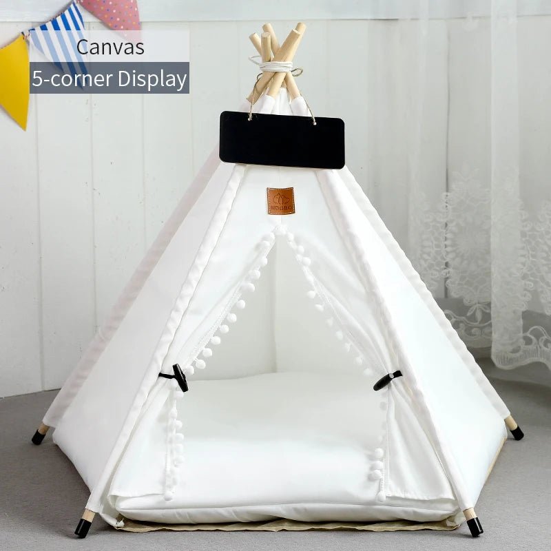 Pet Teepee Tent House for Cats & Dogs – Portable Indoor Dog House with Cushion