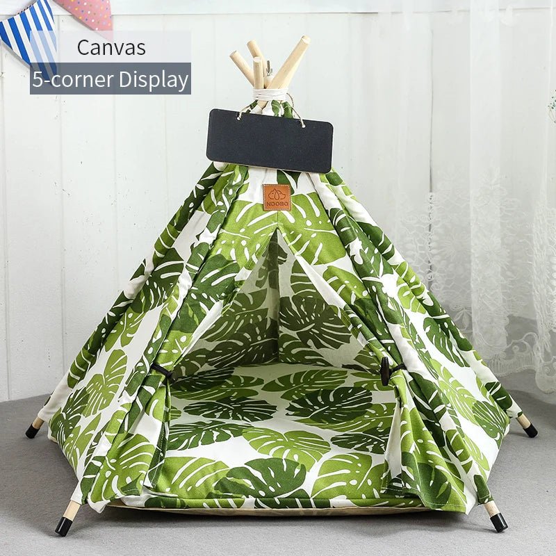 Pet Teepee Tent House for Cats & Dogs – Portable Indoor Dog House with Cushion