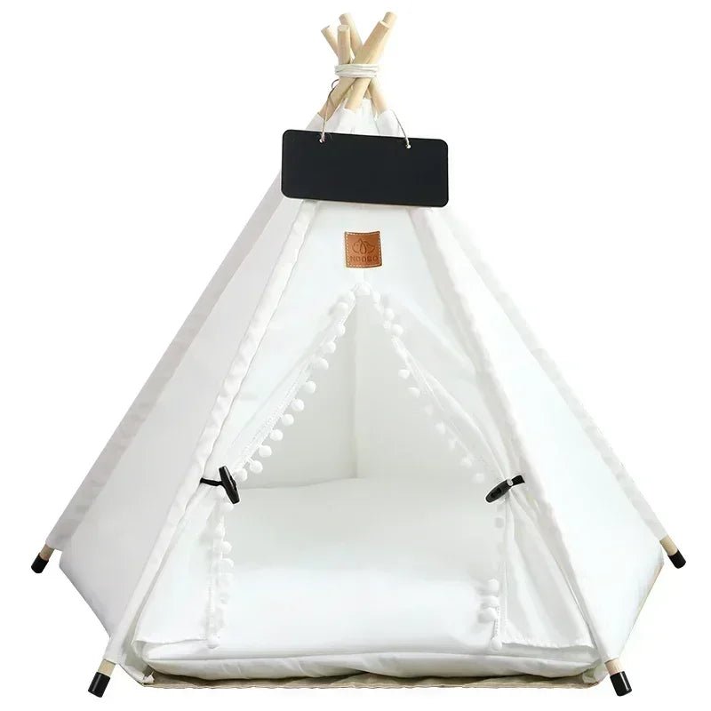 Pet Teepee Tent House for Cats & Dogs – Portable Indoor Dog House with Cushion