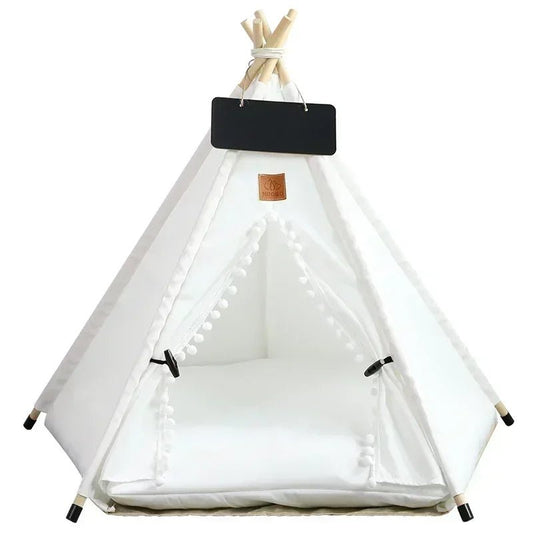 Pet Teepee Tent House for Cats & Dogs – Portable Indoor Dog House with Cushion
