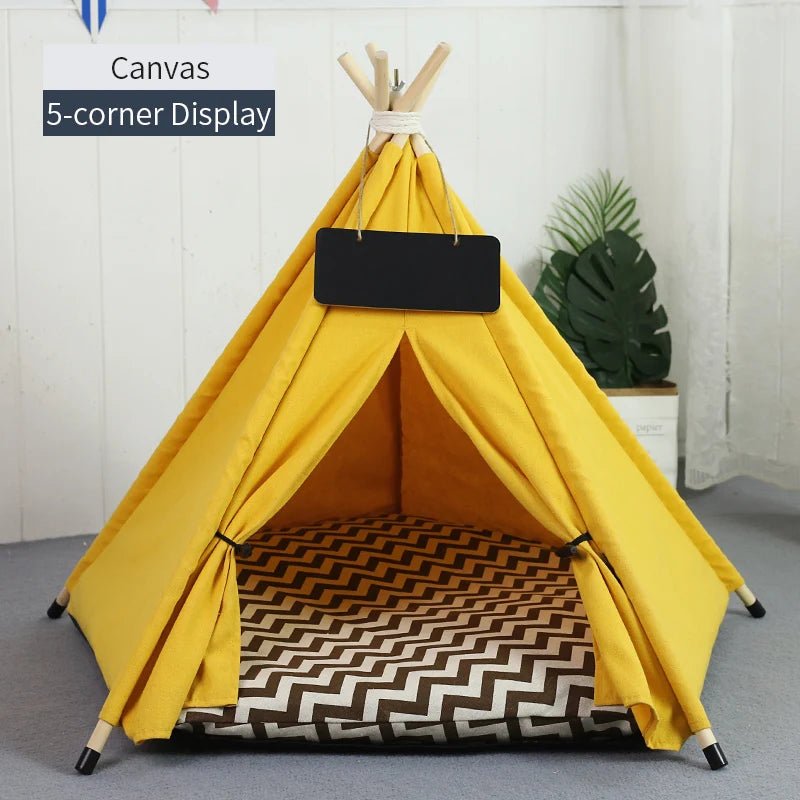 Pet Teepee Tent House for Cats & Dogs – Portable Indoor Dog House with Cushion