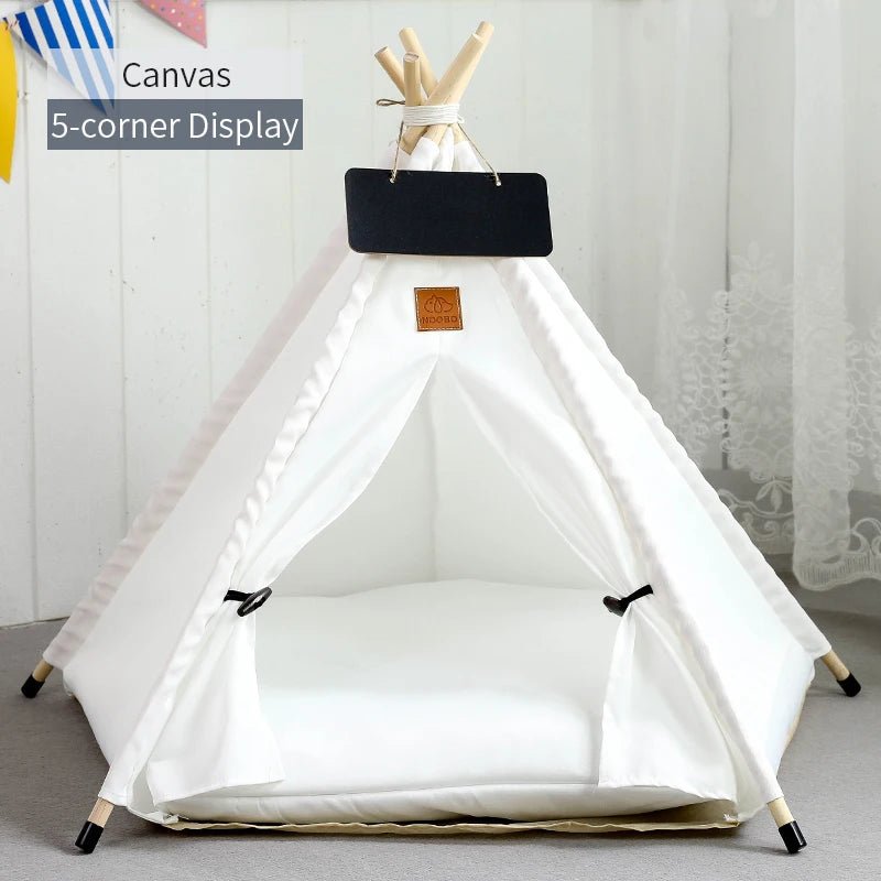 Pet Teepee Tent House for Cats & Dogs – Portable Indoor Dog House with Cushion