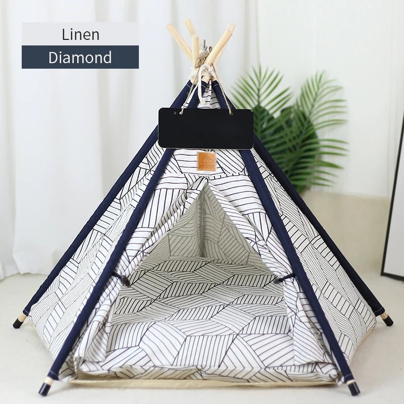 Pet Teepee Tent House for Cats & Dogs – Portable Indoor Dog House with Cushion