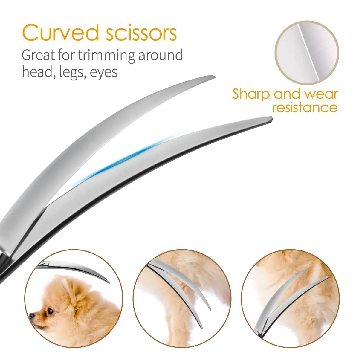 Professional Dog Grooming Curved Scissors – 7.5" Japanese Stainless Steel Pet Shears