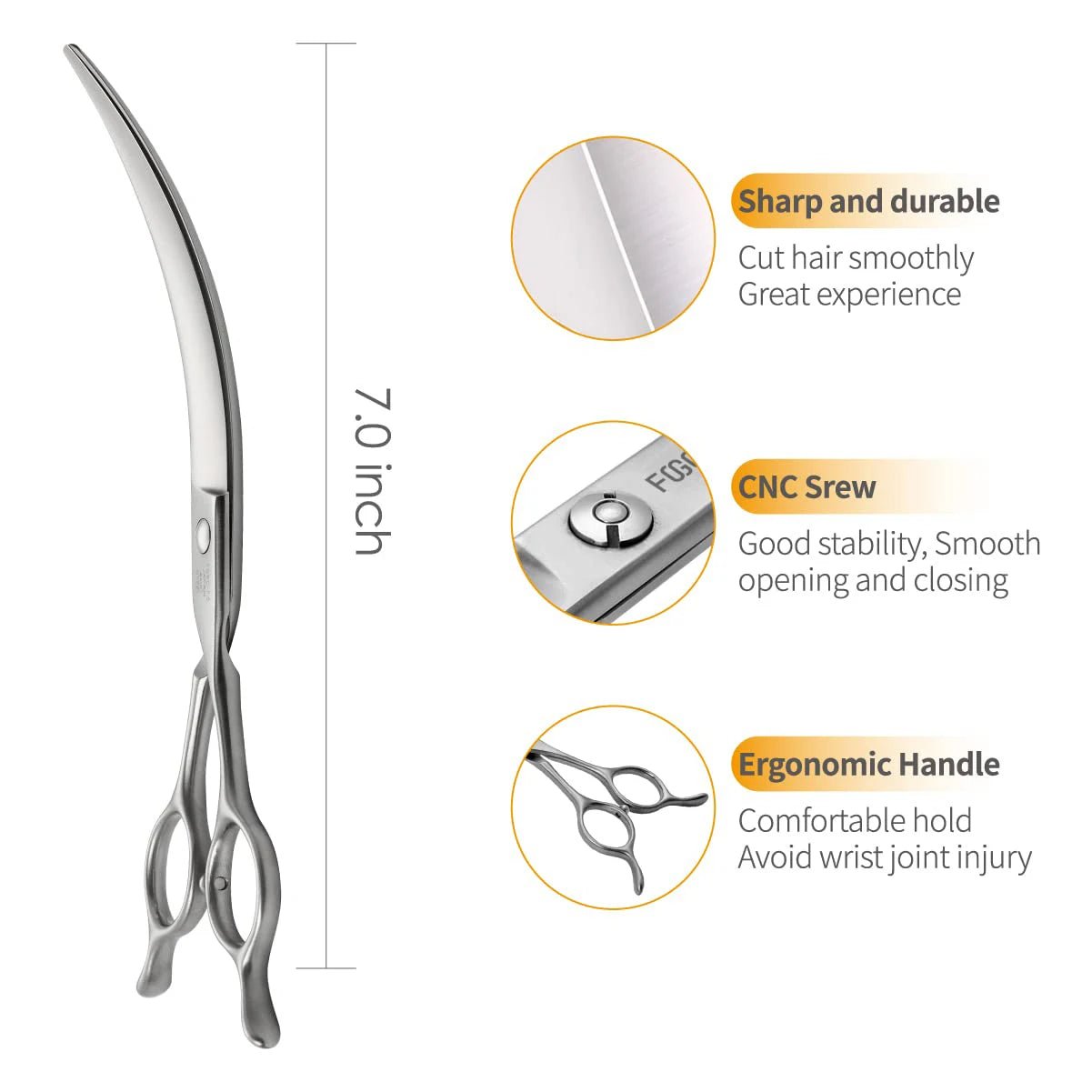 Professional Dog Grooming Curved Scissors – 7.5" Japanese Stainless Steel Pet Shears