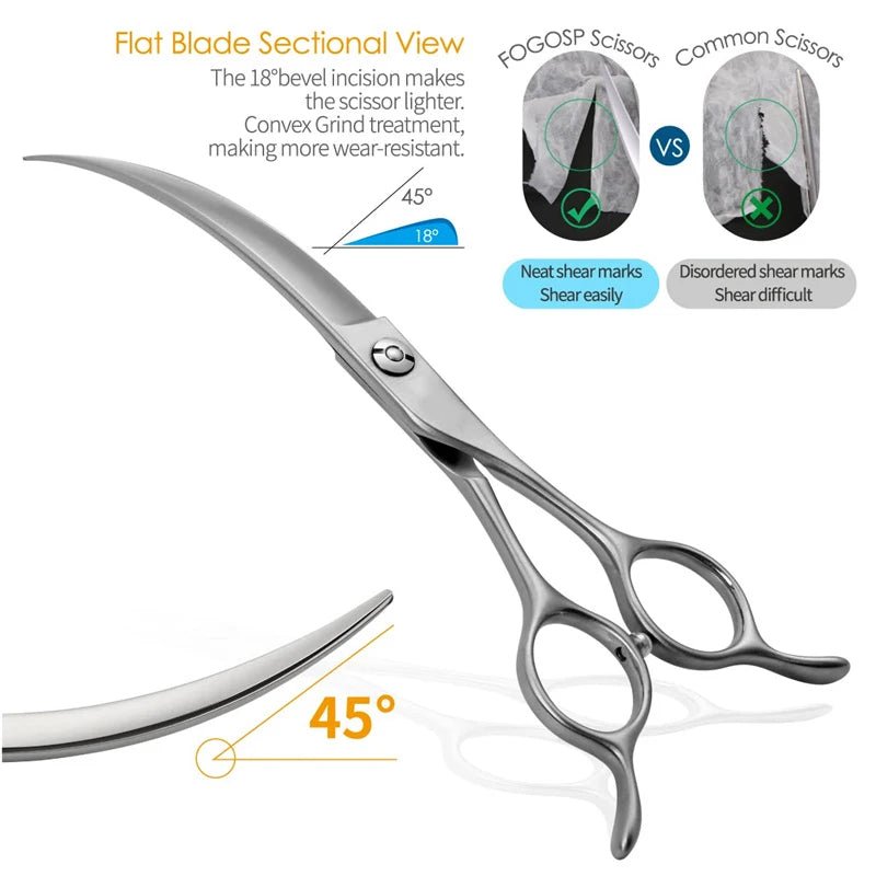 Professional Dog Grooming Curved Scissors – 7.5" Japanese Stainless Steel Pet Shears