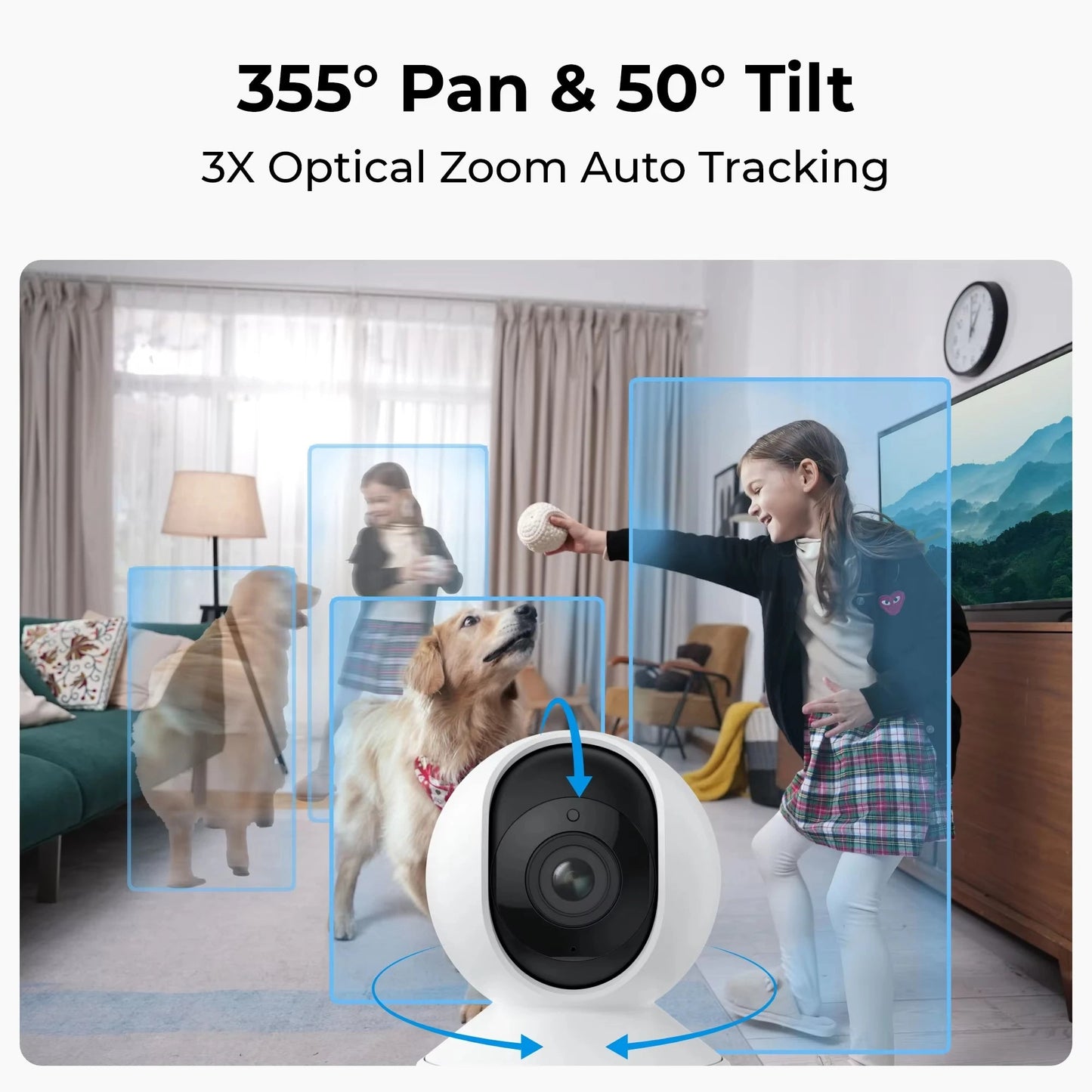 REOLINK E1 Pro 3K WiFi Indoor Pet Camera – Auto Tracking, Pan & Tilt, Night Vision, 2-Way Audio
