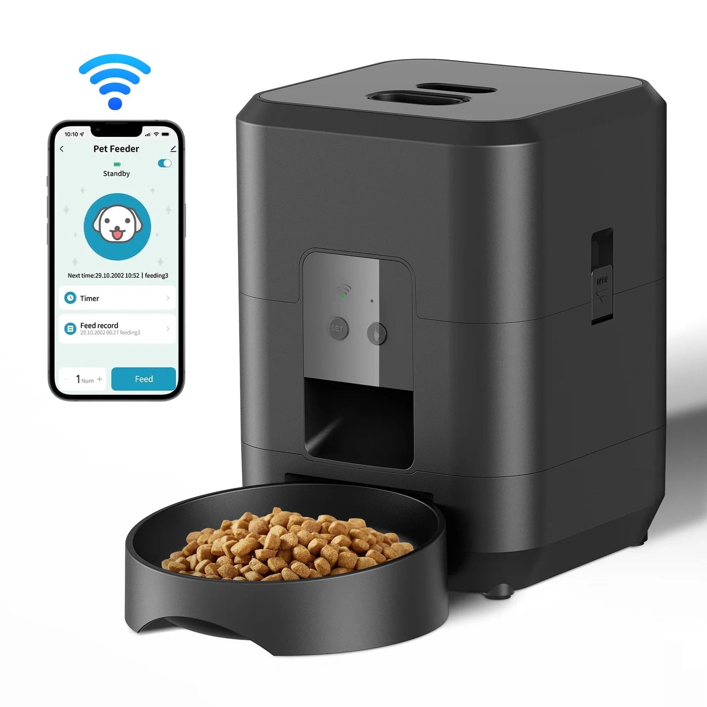 Smart Automatic Pet Feeder with Timer – Timed Cat & Dog Food Dispenser with Slow Feed Bowl