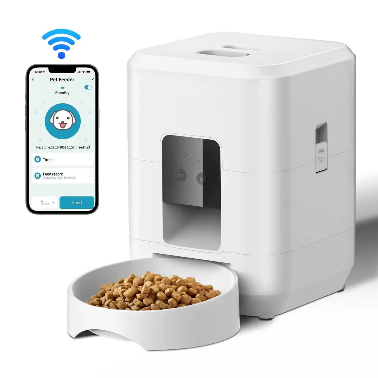 Smart Automatic Pet Feeder with Timer – Timed Cat & Dog Food Dispenser with Slow Feed Bowl