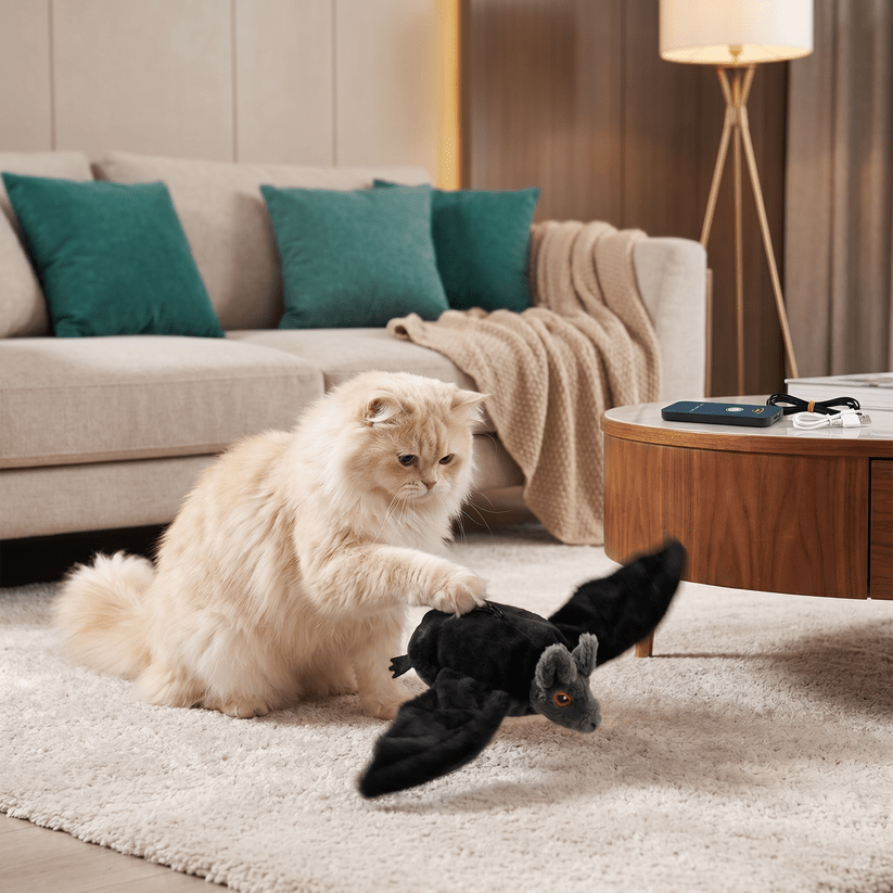 Touch—Activated Flapping Bat Cat Toy with Catnip