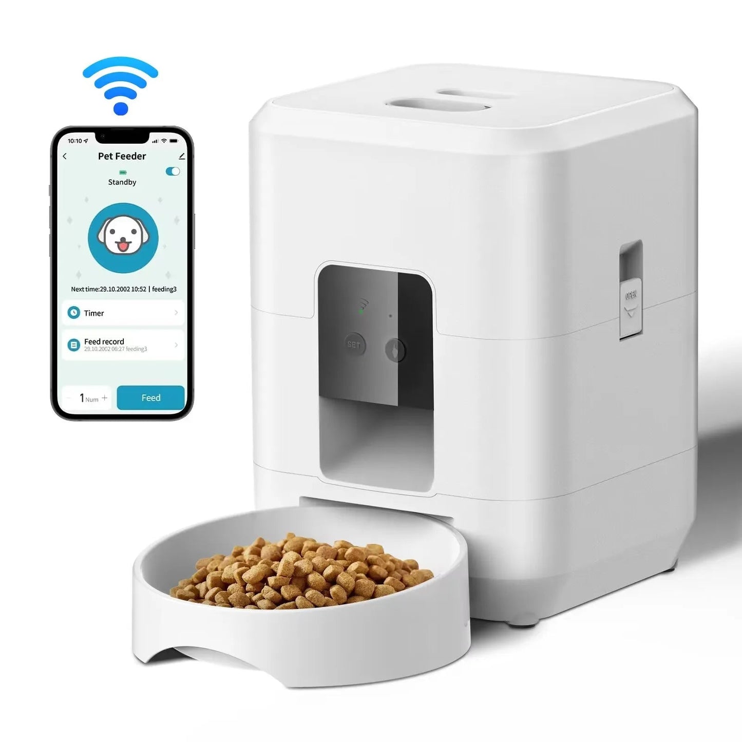WiFi Smart Automatic Pet Feeder with Camera – 2L Auto Cat & Dog Food Dispenser with Timer