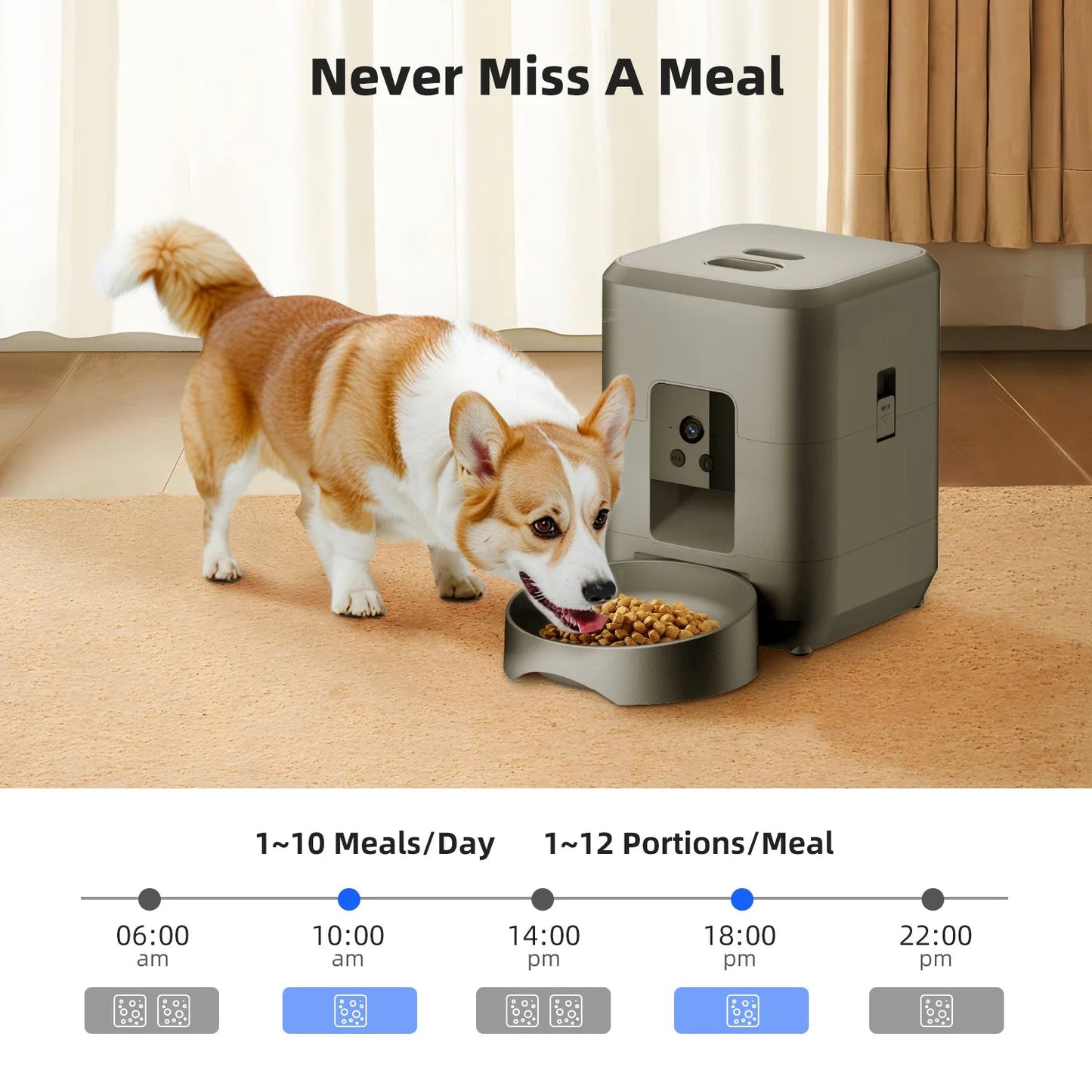 WiFi Smart Automatic Pet Feeder with Camera – 2L Auto Cat & Dog Food Dispenser with Timer
