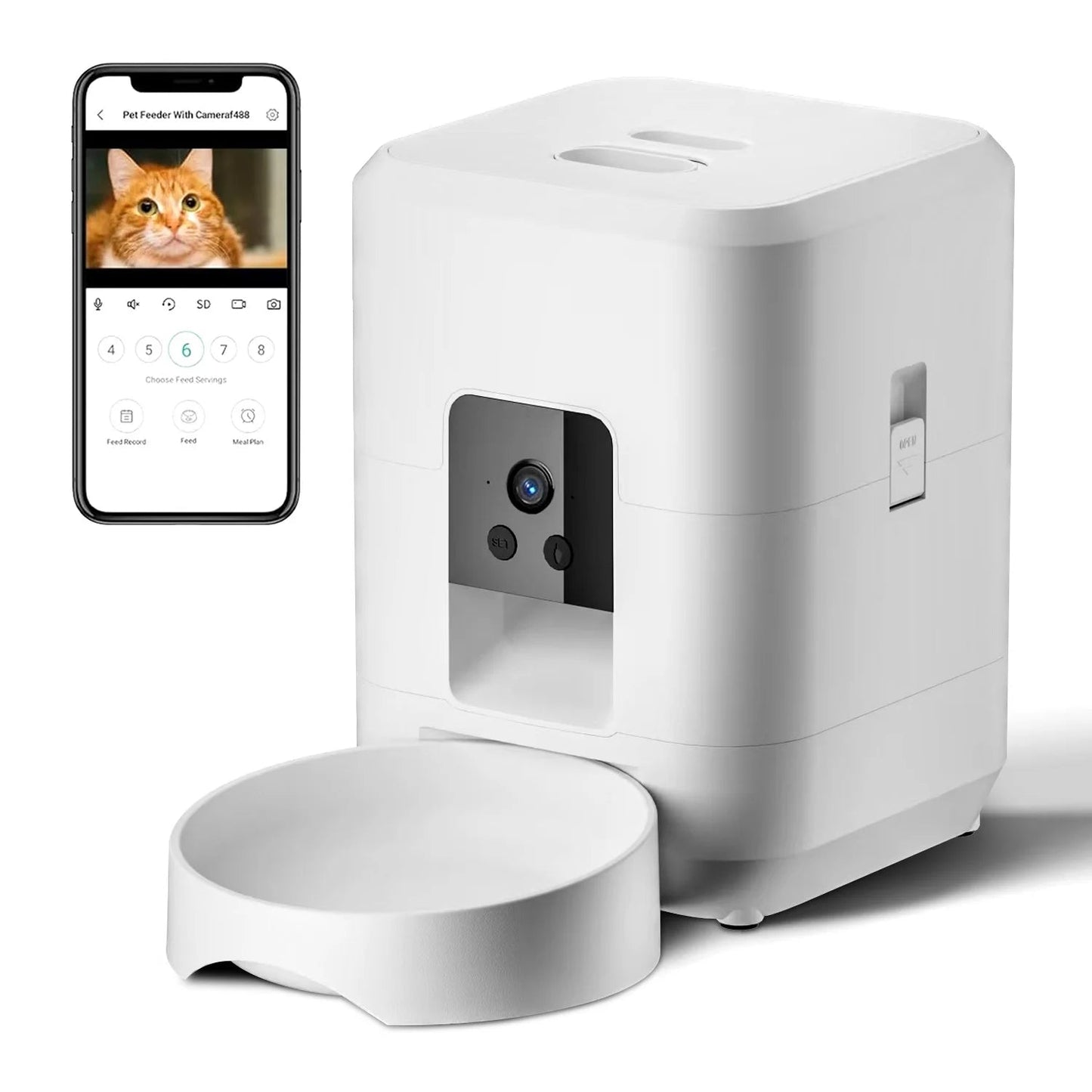 WiFi Smart Automatic Pet Feeder with Camera – 2L Auto Cat & Dog Food Dispenser with Timer